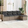 vidaXL Garden Sofa Set Grey PE rattan, powder-coated steel, 100% polyester