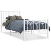 vidaXL Bed Frame White Steel Single Bed Frame Rectangular Modern