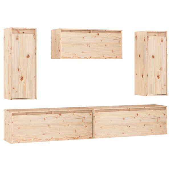 vidaXL TV Stands 5 pcs Solid Wood Pine