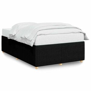 vidaXL Bed Frame Black Polyester, Plywood, Engineered wood, Solid pine wood