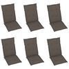 vidaXL Garden Chair Set of 6 Grey, Taupe Solid Acacia wood, 100% Polyester