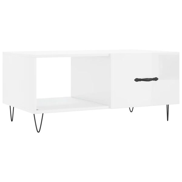 vidaXL Coffee Table High gloss white Engineered wood, Iron