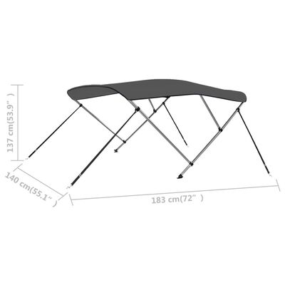 vidaXL 3 Bow Bimini Top Anthracite 72"x55.1"x53.9"