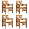 vidaXL Garden Dining Chair Set of 4 Wood Solid Wood Acacia Standard