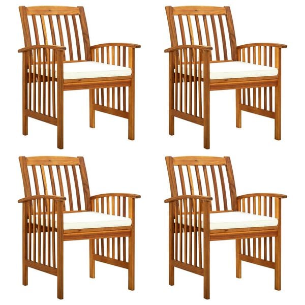 vidaXL Garden Dining Chair Set of 4 Wood Solid Wood Acacia Standard