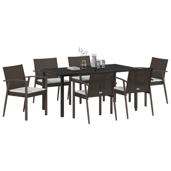 vidaXL Garden Dining Set 7 pcs Brown and Black PE Rattan