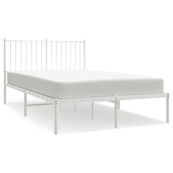 vidaXL Bed Frame White Powder-Coated Steel 47.2 x 74.8 in Bed Frame