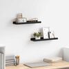 vidaXL Frame Ledge Shelf Set of 2 Black MDF 15.7 x 3.5 x 1.2 in