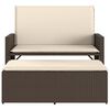 vidaXL Patio Bench with Cushions and Footstool Brown Poly Rattan
