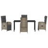 vidaXL Garden Dining Set with Cushion 5 pcs Grey Poly Rattan