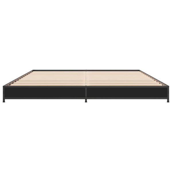 vidaXL Bed Frame Black Engineered wood and steel 55x79 in Bed Frame
