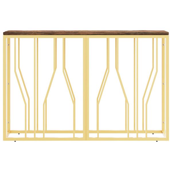 vidaXL Console Table Gold Stainless steel, reclaimed wood Narrow