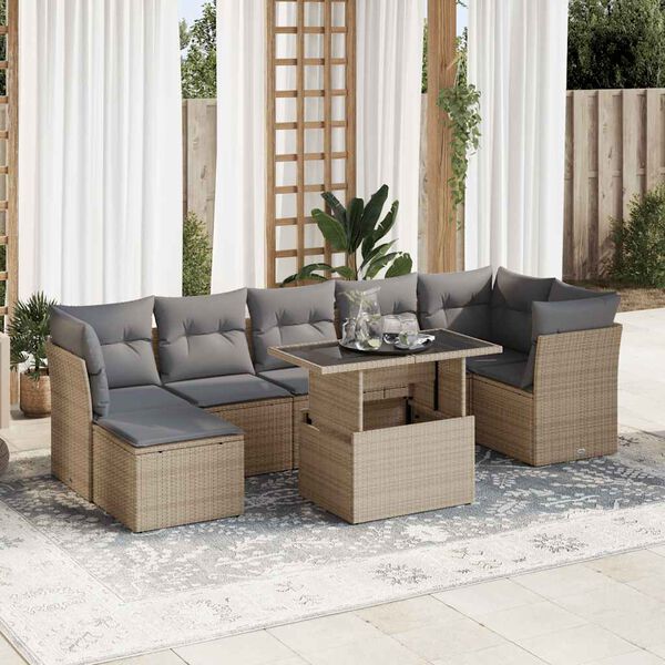 vidaXL Garden Sofa Set Beige, Light Grey
