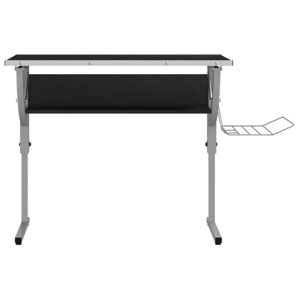 vidaXL Craft Desk Black and Grey Engineered Wood, Powder-Coated Steel