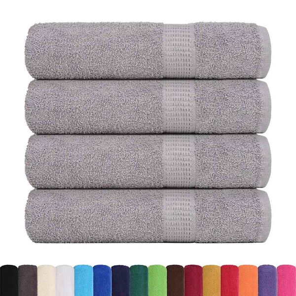 vidaXL Bath Towel Set of 4 Grey 100% Cotton 39.4 x 59.1 in