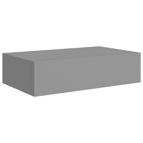 vidaXL Drawer Shelf Grey MDF, metal Compact Floating Shelf Rectangular