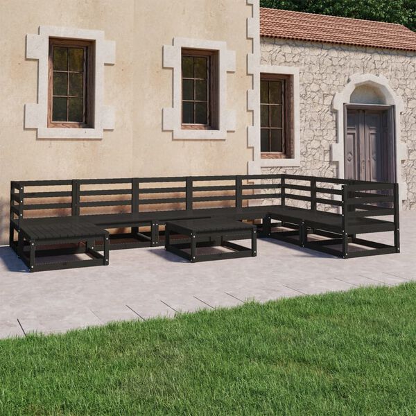 vidaXL Garden Lounge Set Black Solid Pine Wood Lounge Set Modular