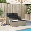 vidaXL Garden Bench Light Grey PE rattan Standard Adjustable Armrests