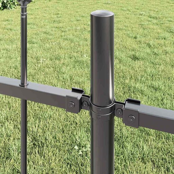 vidaXL Garden Fence 7 pcs Grey 39.04 x 3.28 ft Powder-coated Steel