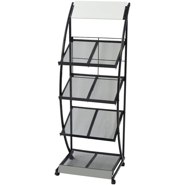 vidaXL Magazine Rack Black and White Steel frame, MDF board Medium