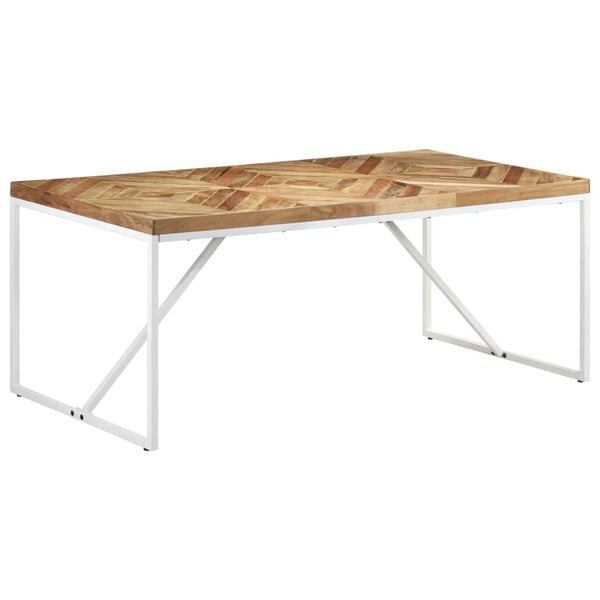vidaXL Dining Table Natural wood finish, White legs
