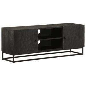 vidaXL TV Cabinet Black Solid Mango Wood and Iron 43.3 x 11.8 x 15.7 in