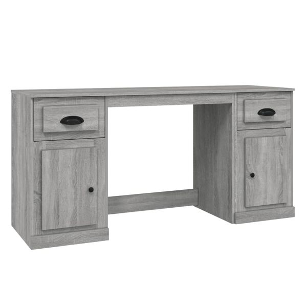 vidaXL Desk With Cabinet Grey Sonoma Engineered Wood Large