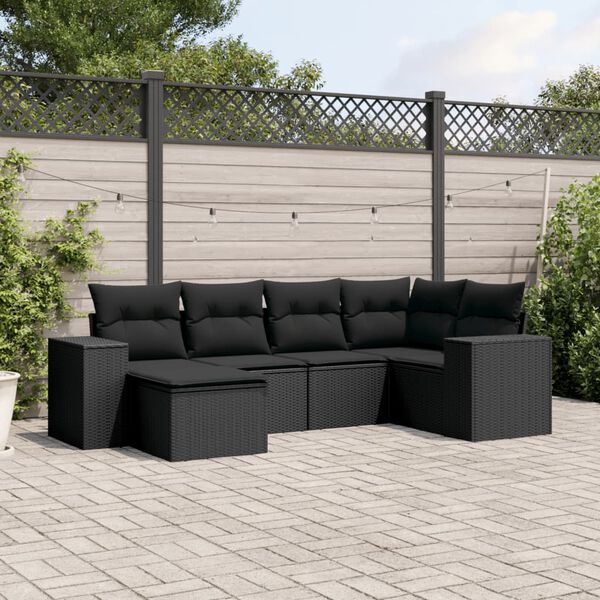vidaXL Garden Sofa Set Black Powder-coated steel 6 Piece