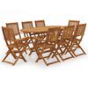 vidaXL Dining Set Natural Wood Solid Acacia Wood Medium Foldable