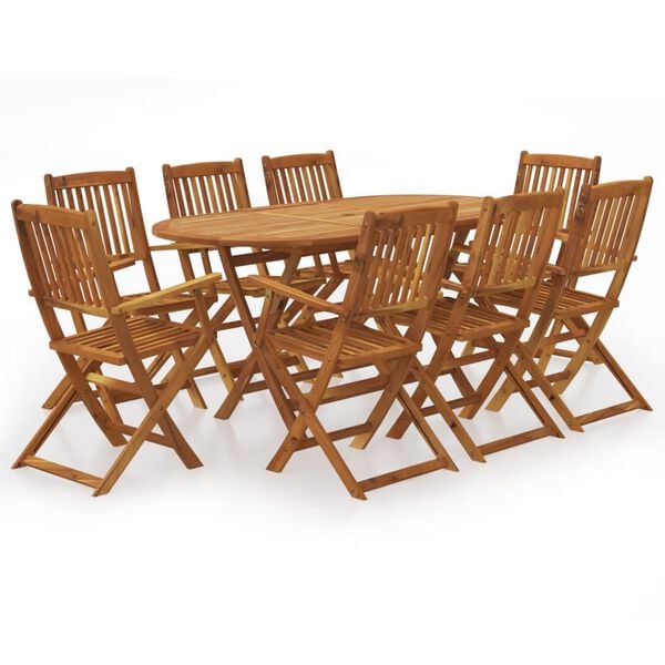 vidaXL Dining Set Natural Wood Solid Acacia Wood Medium Foldable