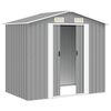 vidaXL Garden Shed Gray Galvanized Steel Large Garden Shed Rectangular