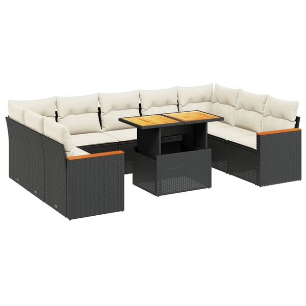 vidaXL Garden Sofa Set Black, Cream White