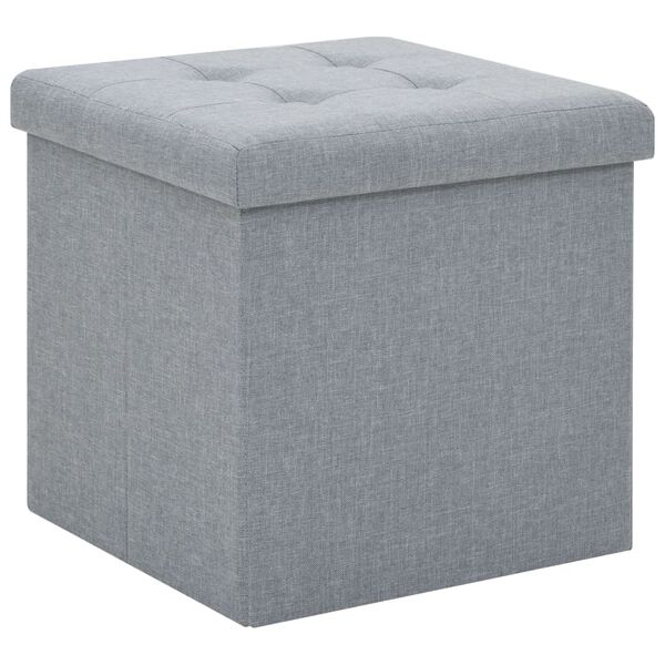 vidaXL Storage Stool Light Gray Faux linen, MDF, Foam Medium Foldable