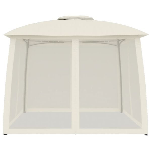 vidaXL Gazebo with Double Roof&Mesh Walls Cream 9.6'x9.6' Steel