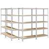 vidaXL 5-Layer Storage Shelves 4 pcs Silver Steel&Engineered Wood