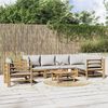 vidaXL Garden Lounge Set Natural bamboo, Light grey cushions