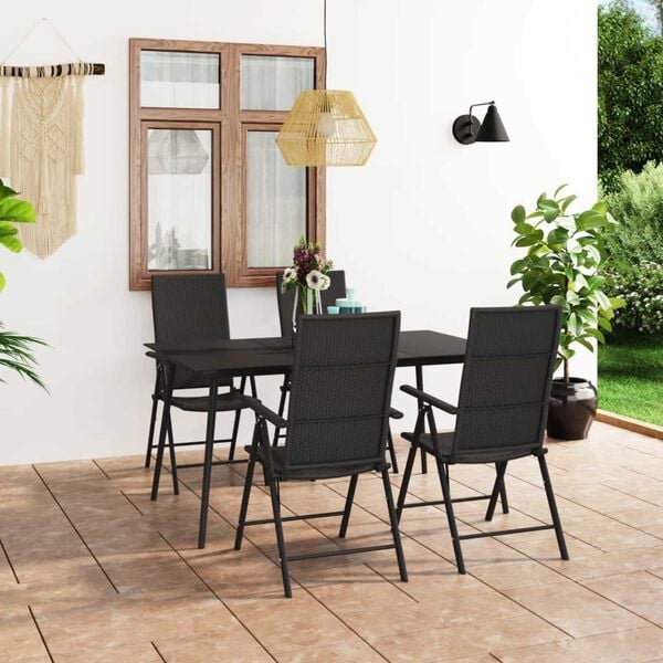 vidaXL 5 Piece Patio Dining Set Black