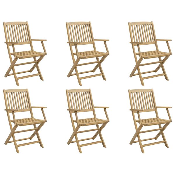 vidaXL Garden Chair Set of 6 Light Brown Solid acacia wood Standard