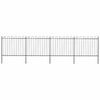 vidaXL Garden Fence with Hoop Top Steel 281.3"x59.1" Black