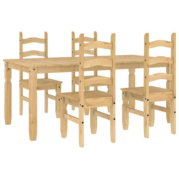 vidaXL Dining Set Honey Solid Pine Wood Standard Durable Dining Set