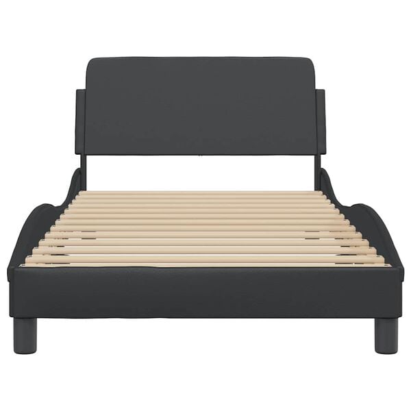 vidaXL Bed Frame Black Faux leather, metal, plywood, engineered wood Twin