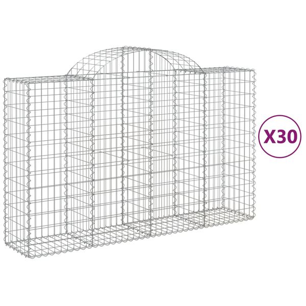 vidaXL Gabion Basket Set of 30 Silver Galvanized Iron Large Durable