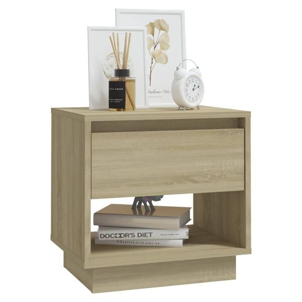 vidaXL Bedside Cabinet Sonoma Oak Engineered Wood Bedside Cabinet
