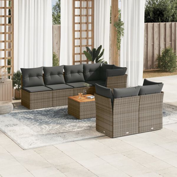 vidaXL Garden Sofa Set Grey PE rattan Large Modular Garden Sofa Sets
