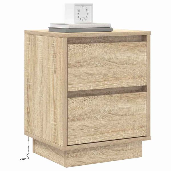 vidaXL Bedside Cabinet with Drawer Sonoma Oak 15.35 x 13.58 x 19.69 in