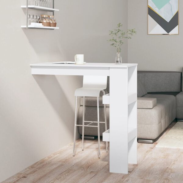 vidaXL Wall Bar Table High gloss white Engineered wood Compact
