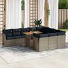 vidaXL 11 Piece Patio Sofa Set with Cushions Gray Poly Rattan