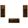 vidaXL 4 Piece TV Wall Stands with LED Lights Smoked Oak