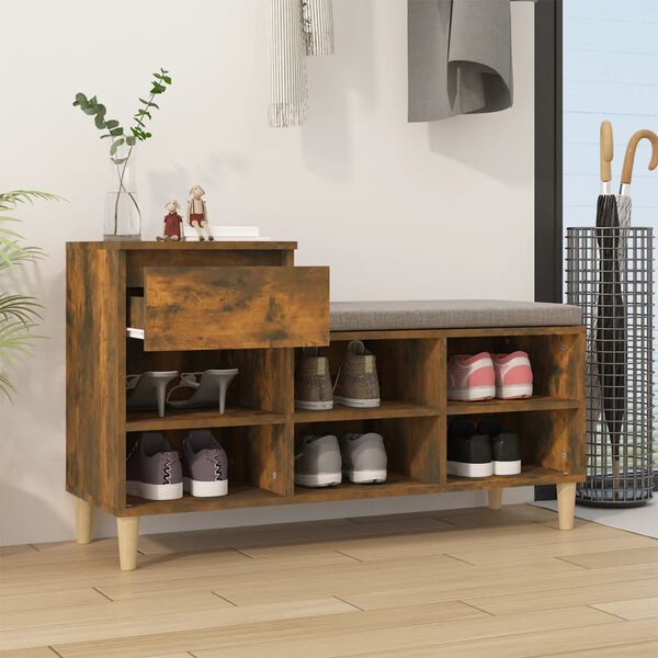 vidaXL Shoe Cabinet Smoked Oak Engineered wood Medium