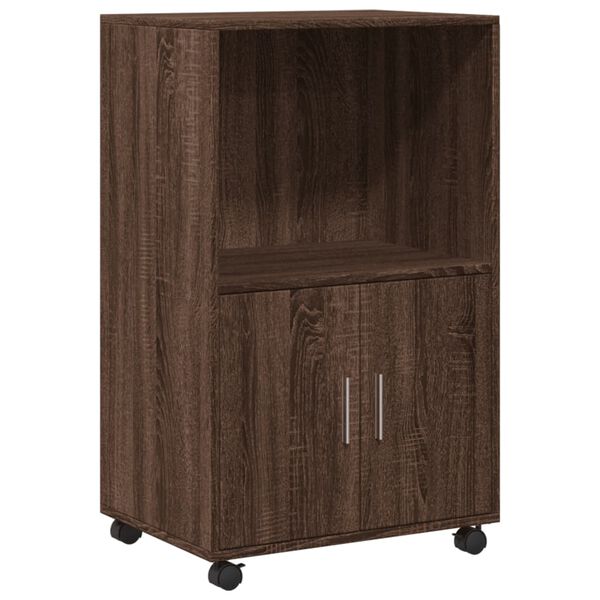 vidaXL Rolling Cabinet Brown Oak Engineered Wood Medium Rolling Cabinet